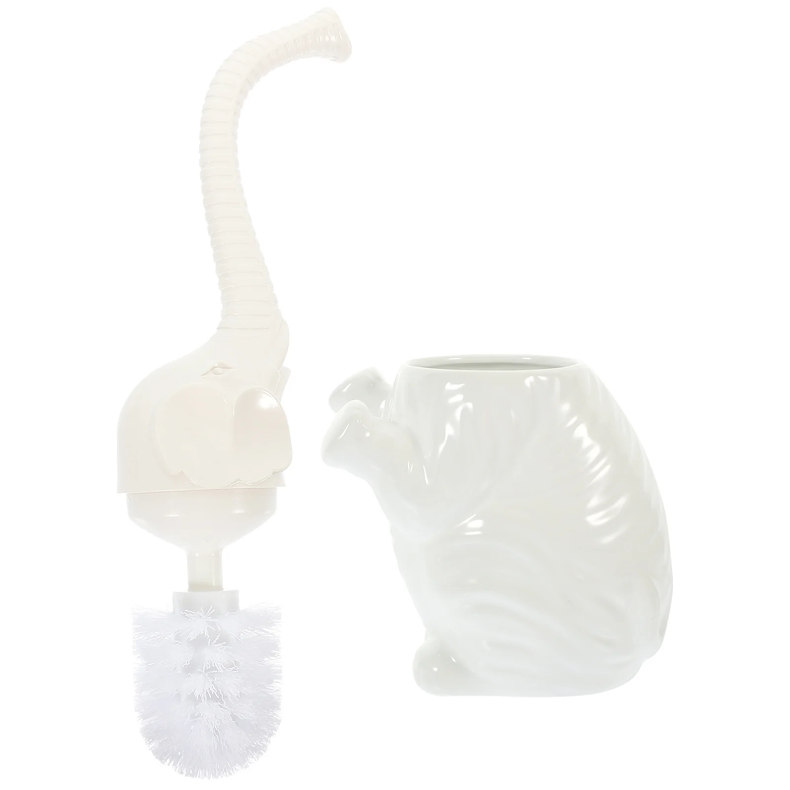 

1Set Elephant Shaped Toilet Bowl Brush Ceramic Holder Nylon Bristles Non-Slip Handle Bathroom Cleaning Tool for Home Hotel