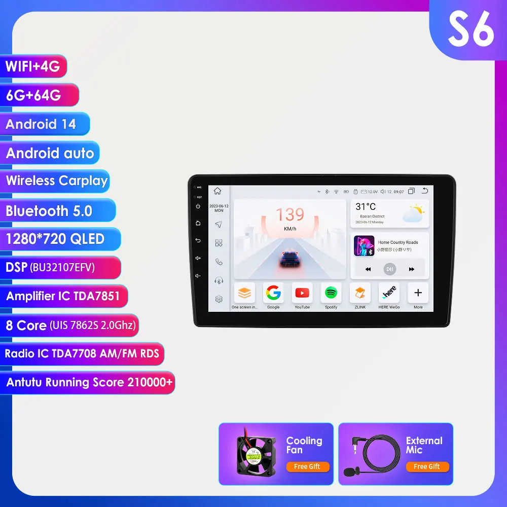Hizpo 2 Din Android 14 Auto Multimedia voor Kia Ceed 2006 2007 2008 2009 2010 2011 2012 Video Stereo Carplay 8-Core 7862 DSP RDS