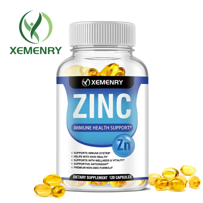 Cápsulas de zinc Xemenry, ultraabsorbibles, no OGM, sin gluten, 120 cápsulas vegetarianas