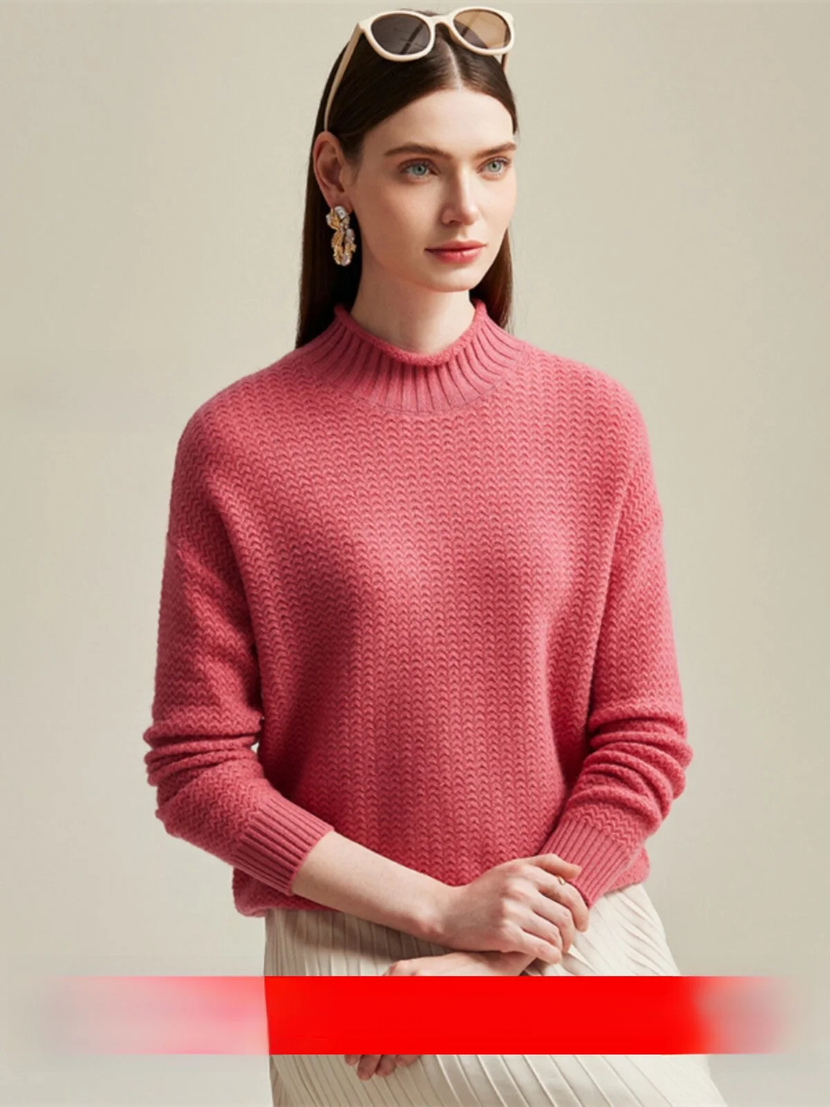 

Женский вязаный свитер Zhaojun 00% Camere свободного кроя с высоким воротником, осенне-зимний, модный, с узором «пшеничное зерно»