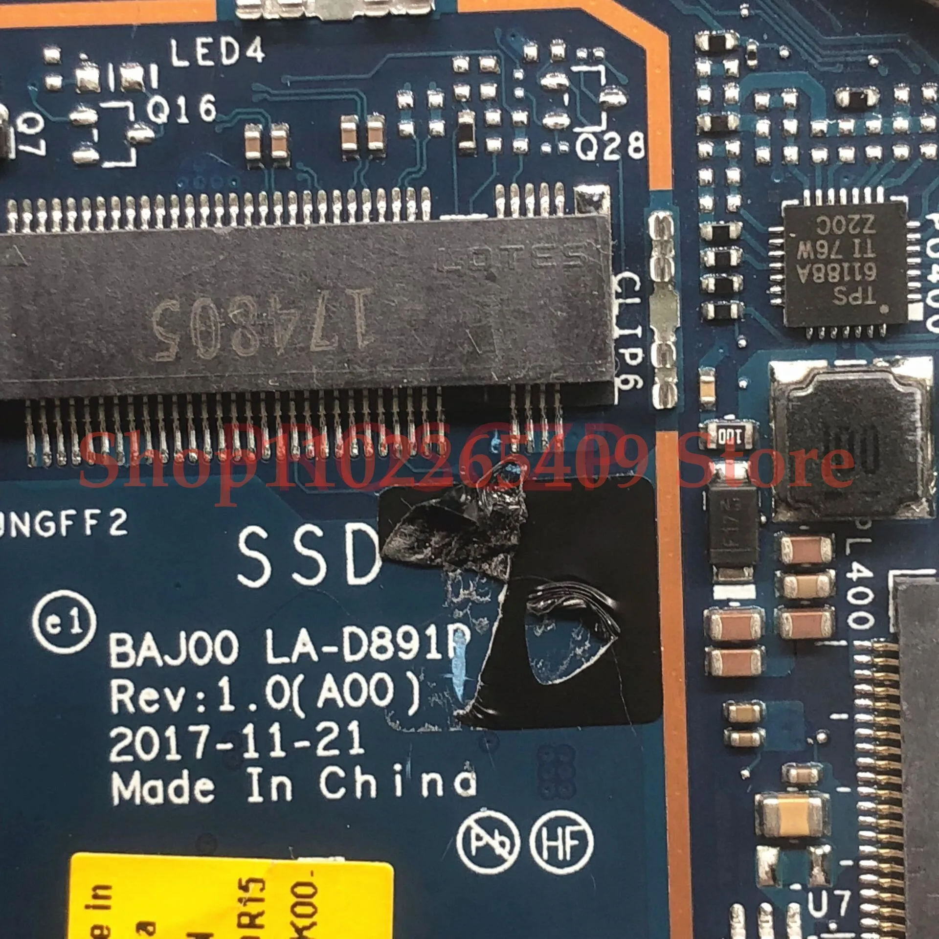 Placa base CN-06DR15 06DR15 6DR15 LA-D891P para la placa base del ordenador portátil DELL 5285 con CPU SR340 I5-7300U 100% completamente probado funcionando bien