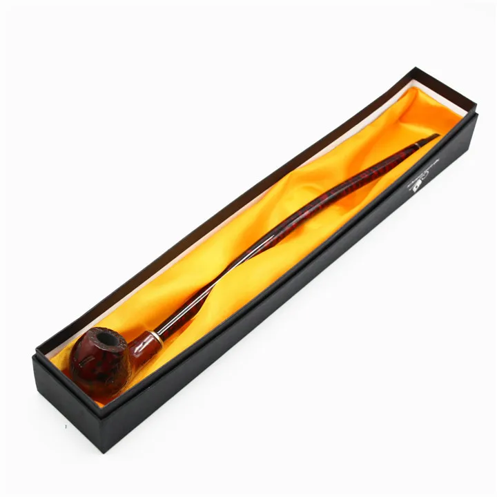 Tobacco Smoking Pipe with Long Mouthpiece Classic Reading Pipe Metal Filter Gift Package Cool Gadget for Men