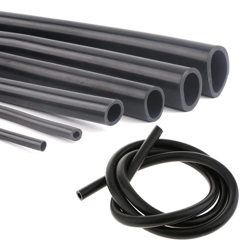 2 m/unids I.D 1 ~ 8mm tubo de silicona negro manguera Flexible resistente al calor bomba de aire de alta presión manguera de goma cilindro tubo de vacío