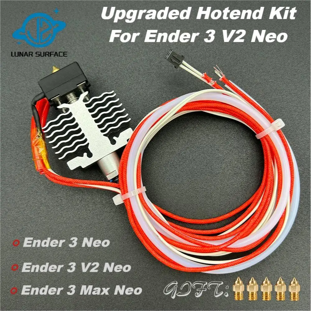 

LS-3D Printer Parts Upgraded Ender 3 V2 Neo Hotend Kit ,Max Neo Upgrade High Temperature Extruder J-Head Fit PT100 thermistor