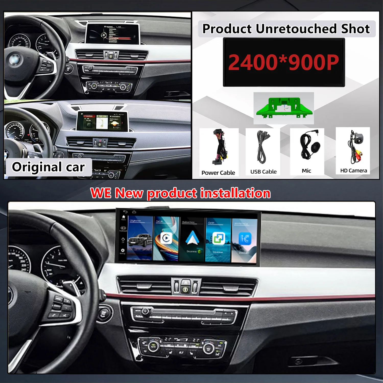 Upgrade 2400*900p For BMW X2 F39 EVO 2017-2021 Car Multimedia Player Screen Wireless Carplay Android Auto 12.3'' Idrive Linux