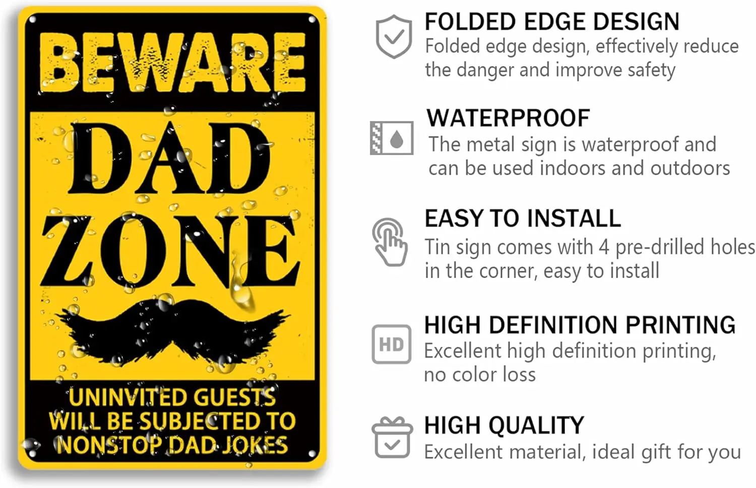 Beware Dad Zone Tin Sign Uninvited Guests Will Be Subjected To Nonstop Dad Jokes Vintage Metal Signs Funny Decoration Poster For