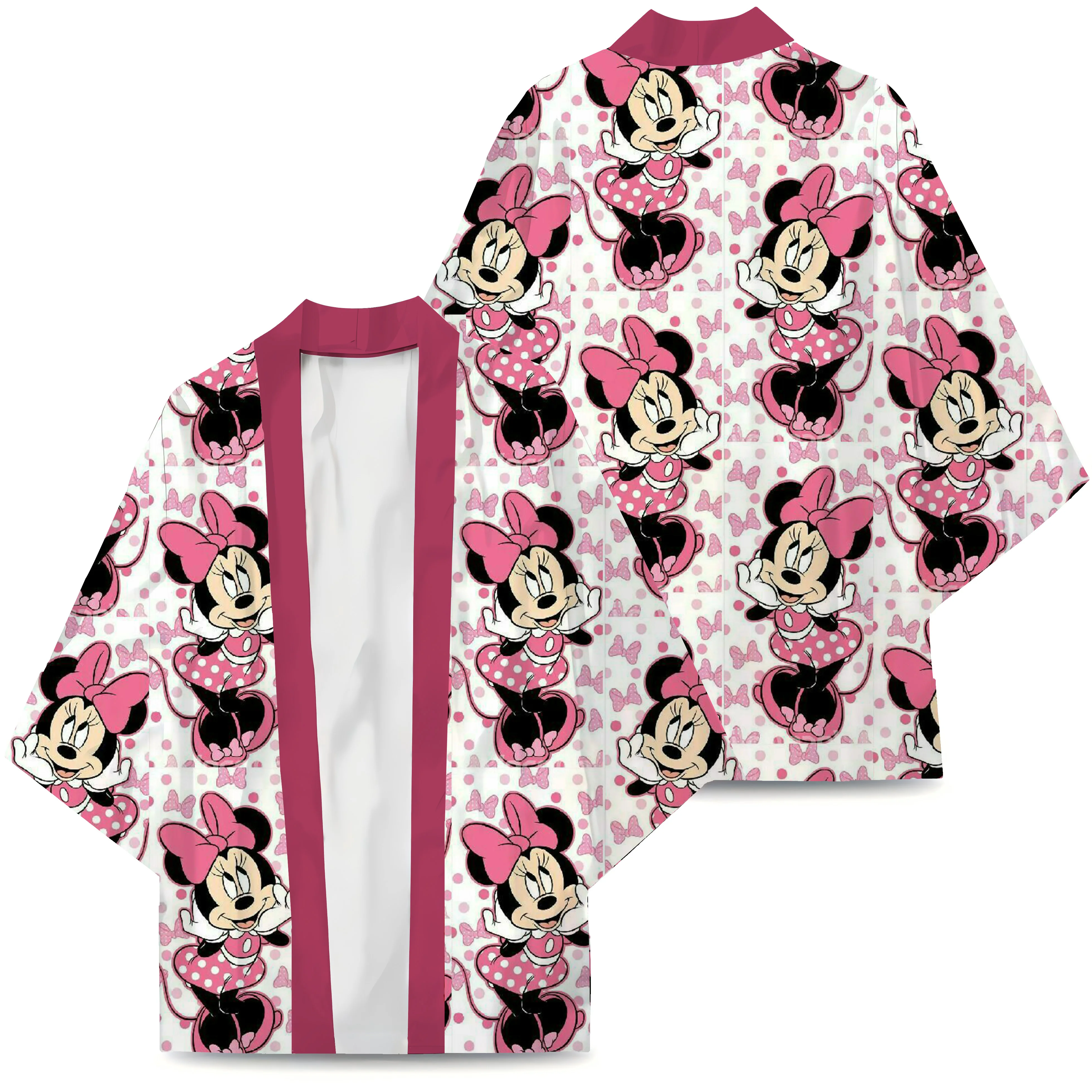 Kimono Mickey ubrania męskie Disney koszula oversize Kimono T-shirt piżamy Anime japonia topy Cosplay z nadrukiem Minnie Mouse koszule