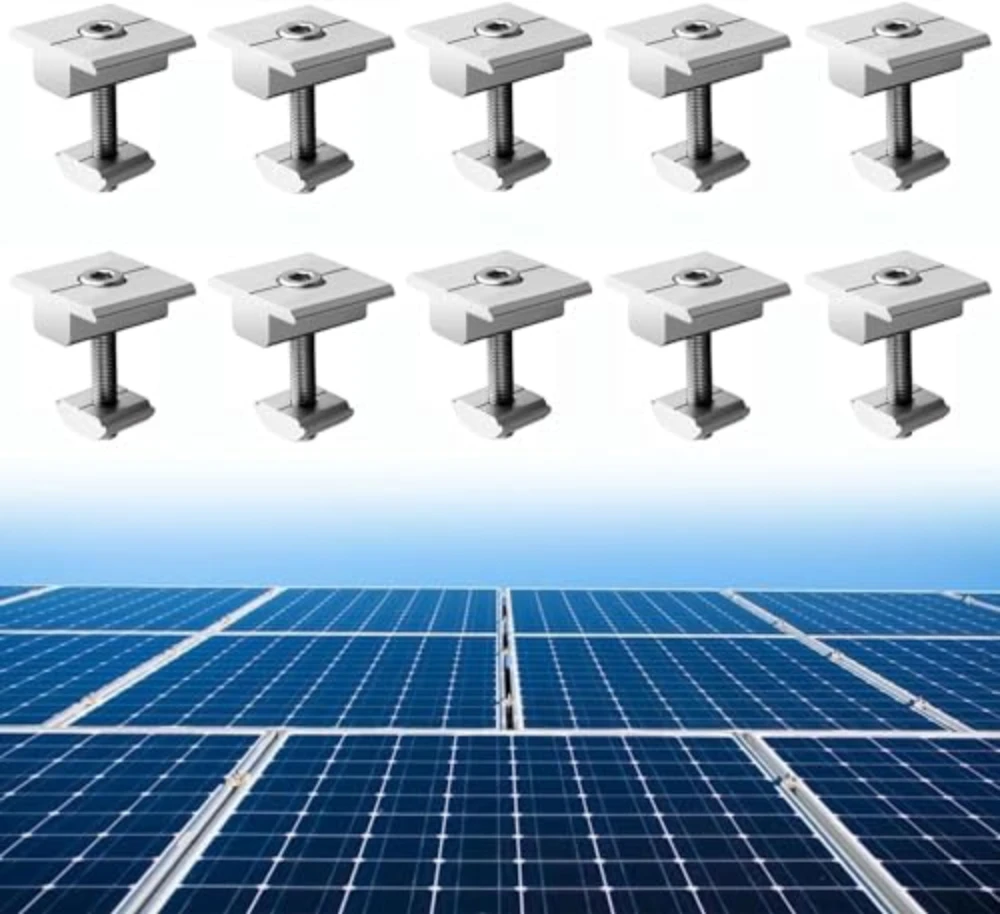 

Anbte 10pcs Solar Panels Centre Clamps 30mm, Aluminium Solar Panel Mounting Brackets T-Shaped Mid Clamps Solar Panel Bracket Kit