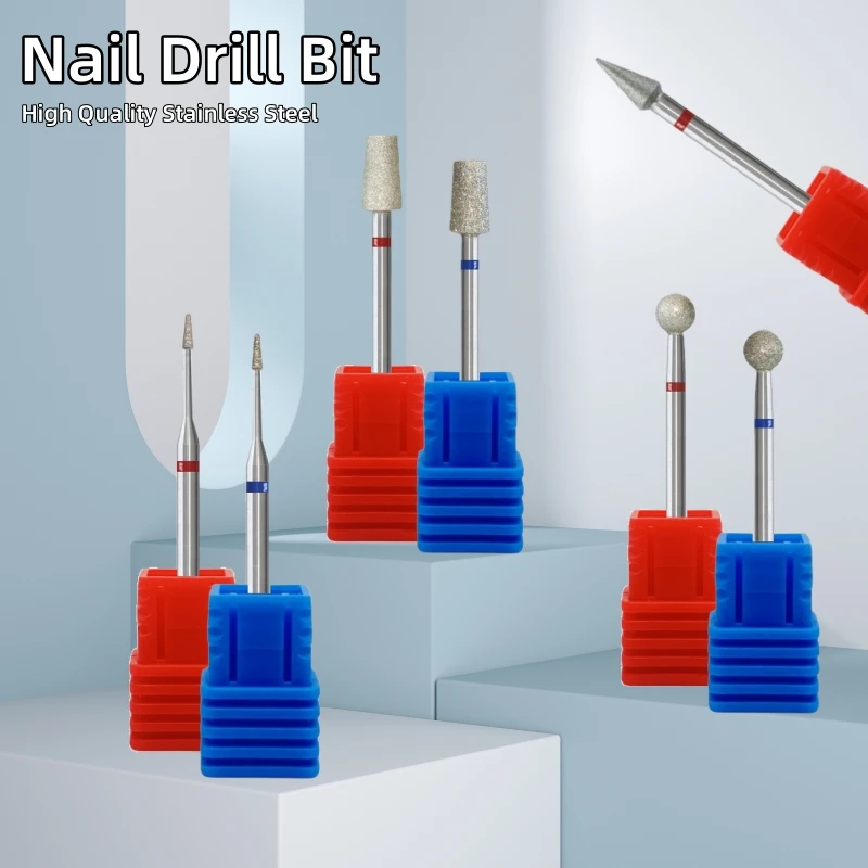 2 قطعة/الوحدة الماس قاطعة المطحنة ل مانيكير الكهربائية مسمار لقمة ثقب ملحق 3/32 "آلة باديكير ملف الأظافر هلام أداة إزالة #1