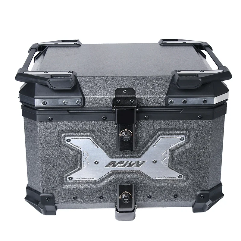 55L Aluminum Motorcycle Rear Box Universal Motorbike Top Case Luggage Tail Box Waterproof Motorcycle Trunk With Bracket Base