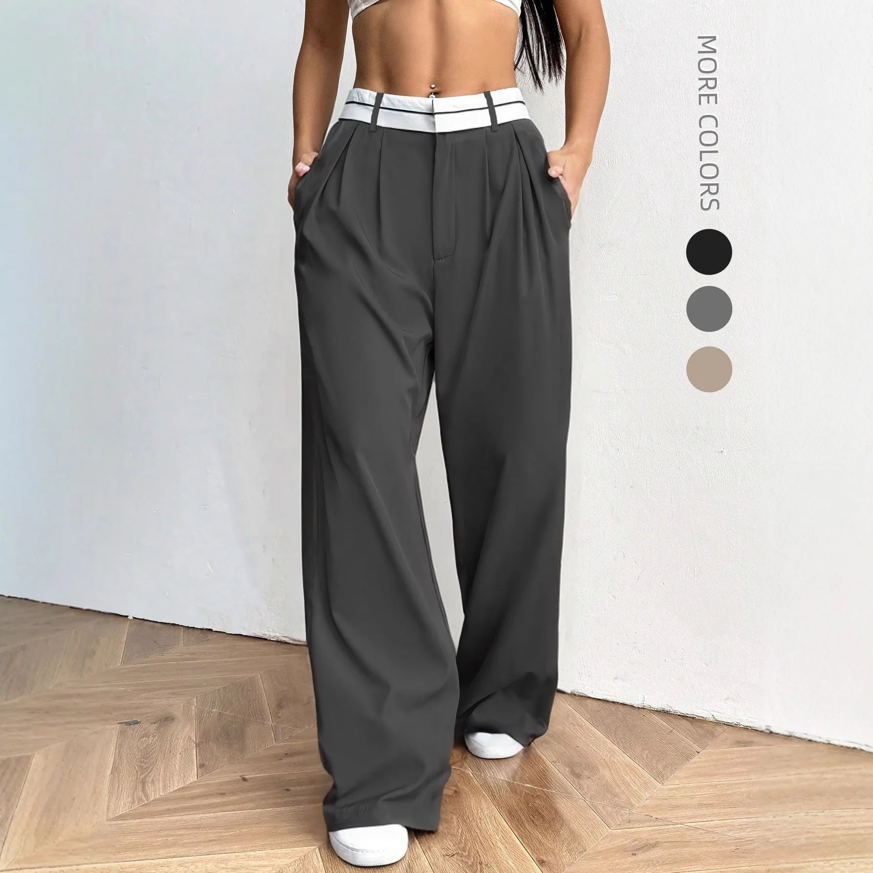 Women Pants Casual Wide Leg Pants for Women Black Suit Pant Office Lady Straight Pants High Waist Trousers Women Clothes Outfit