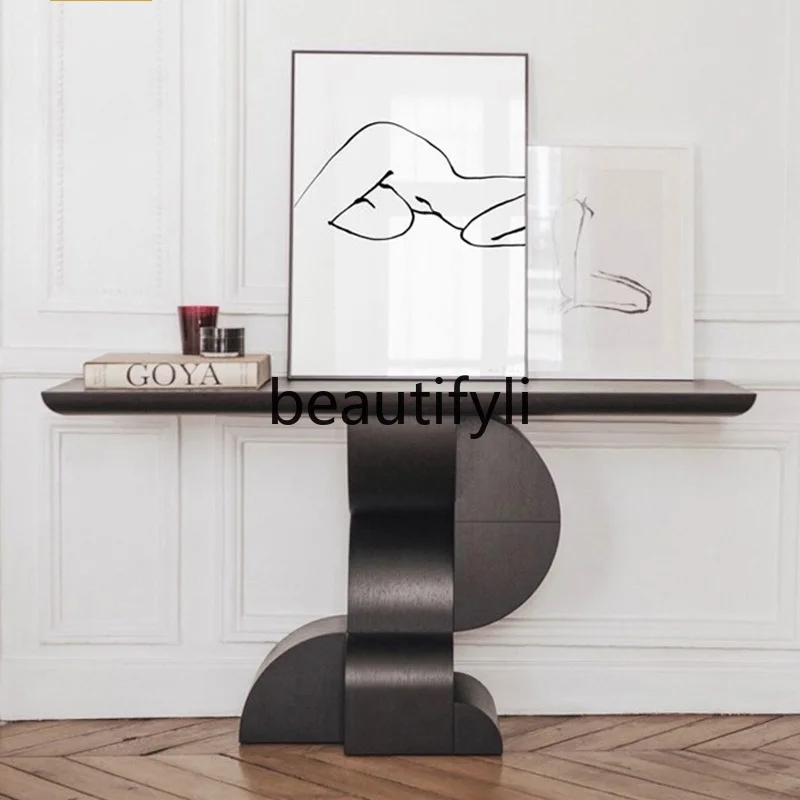 Entrance table Italian entrance table Entrance door against the wall Strip case Creative villa Art minimalist bar counter