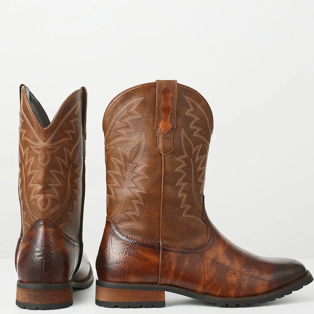 أحذية دوراتاسيا كلاسيكية بمقدمة مستديرة ، كعب مكتنز ، أحذية غربية محايدة ، لون جديد ، أحذية تطريز لهب موجزة ، مقاس كبير ، موضة #6