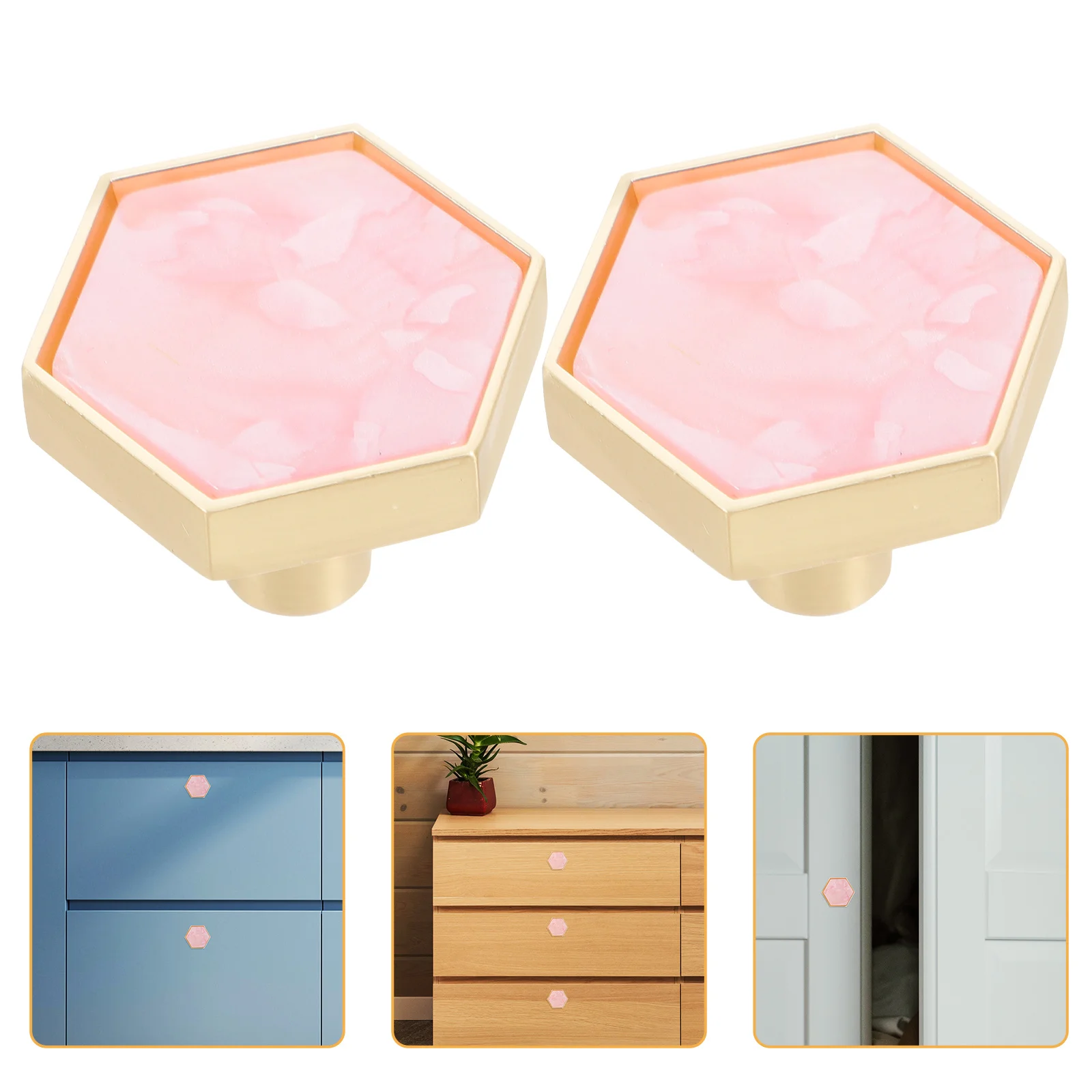 

4Pcs Zinc Alloy Cabinet Knobs Hexagon Decorative Brass Handles for Kitchen Wardrobe Drawers Dresser Pulls Decorative Door Knobs