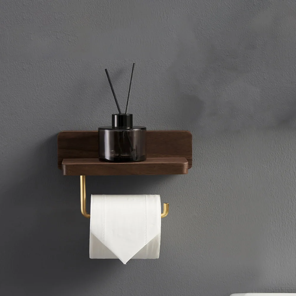 

Solid Wood Toilet Paper Holder Multi-Functional Wall-Mounted Bathroom Tissue Rack Roll Paper Dispenser Aromatherapy Stand