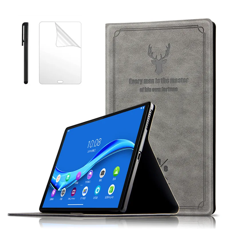 

Защитный чехол с рисунком оленя, чехол из искусственной кожи для Lenovo Tab M10 TB-X605F TB-X605L TB X605 10,1 дюйма, Vover для планшета + пленка + ручка