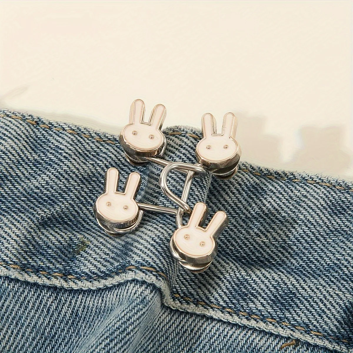 1/2/4Sets Cute Bunny Waist Buckle Jeans Buttons No Sewing Adjustable Fasteners Clip Snap Tack Metal Replacement Buckle