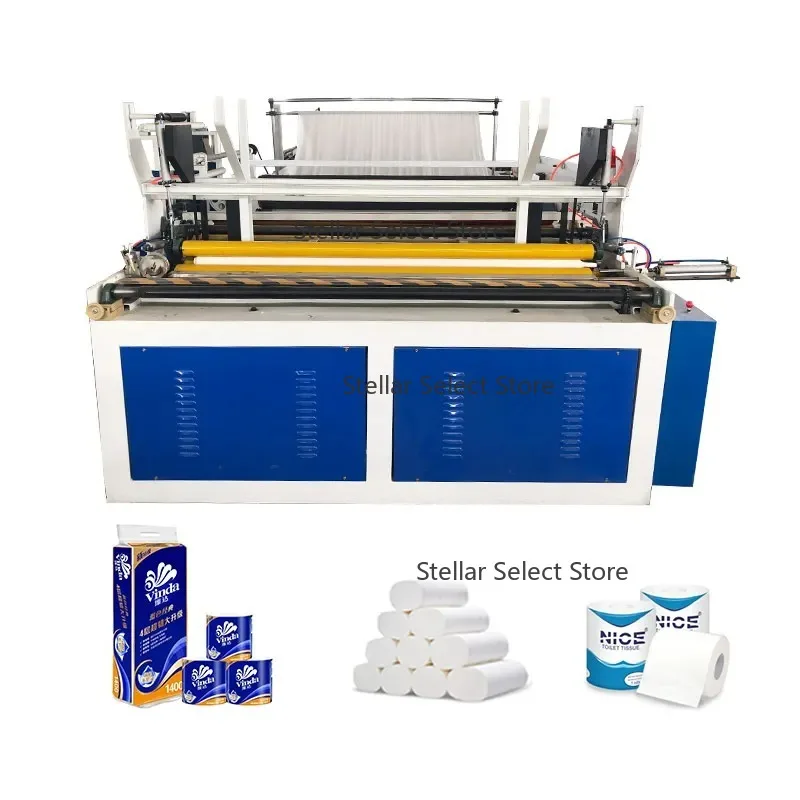 Toilet Paper Production Line Automatic Rewinder Cutting Equipment Tissue Roll Making Machine For Home Based Business