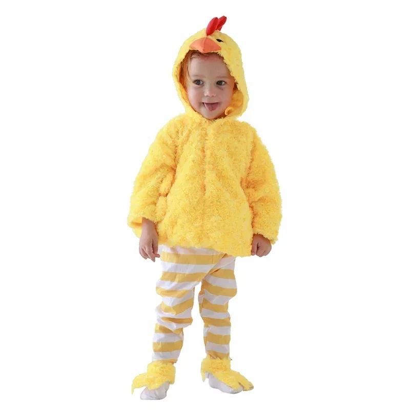 Disfraz divertido de pollo para niños, traje de felpa para fiesta de carnaval, gallina amarilla, Pascua