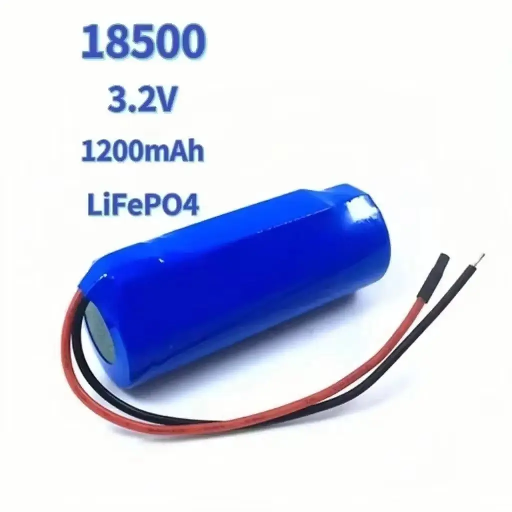 1PCS 18500 LiFePO4 Battery 3.2V 1200mAh with Electric Wire for Flashlight Wireless Keyboard Blood Glucose Meter Loudspeaker Toys