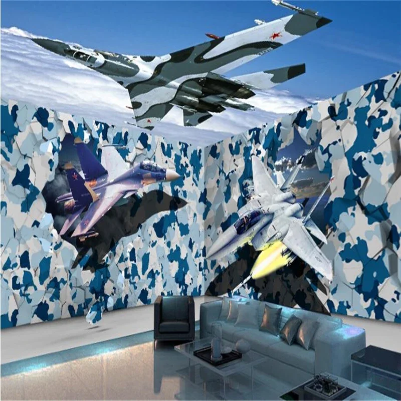 custom Sky Fighter Camouflage 3d flooring photo wallpaper for bedroom living room TV mural wall paper papel art wall Stickers