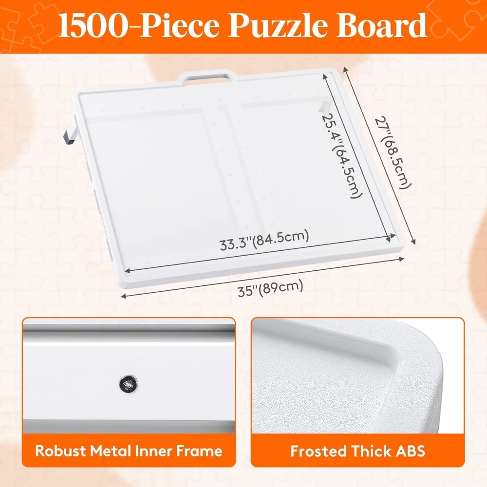 1500 Pieces 2-in-1 Rotating & Tilting Puzzle Board with Divided Drawers,Protective Cover, Portable Jigsaw Puzzle Table with