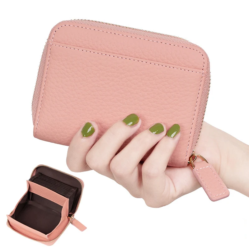 

Leather Mini Wallet Elegant Women's Wallets with Zipper Coin Case Credit Card Holder Ticket Bag Ladies Portable Small Purses