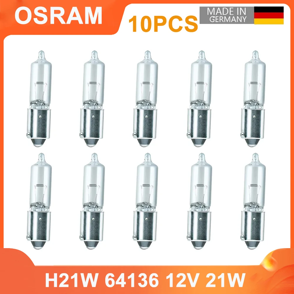 OSRAM Original Line H21W 64136 BAY9s Metal Bases Side Turn Signal Lamps 12V 21W 3200K 600lm Car Halogen Bulb ECE Germany OEM