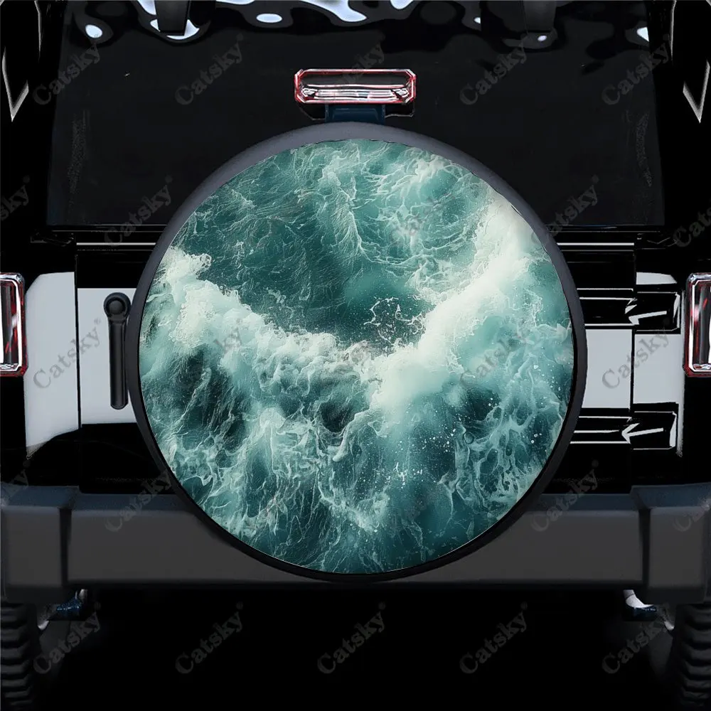 Whirlwind Sea Waves Universal Car Spare Tire Cover Auto Accessories Wheel Wrap Protect for Trailer SUV Truck Camper 14-17in