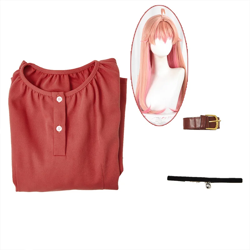 Disfraz de Nico Wakatsuki, vestido rojo, peluca, traje de reloj de bruja de Anime, conjunto de vestido de peluca de Cosplay de verano/fiesta de bruja/graduación