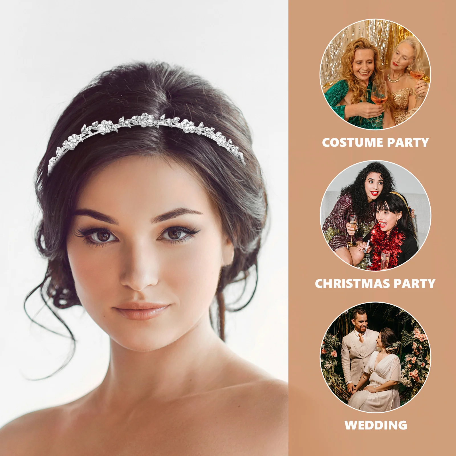 

2Pcs Pearl Rhinestone Headband Bridal Hair Decor Wedding Headdress Shiny Design Party Gift Bridal Headband Women Headdress