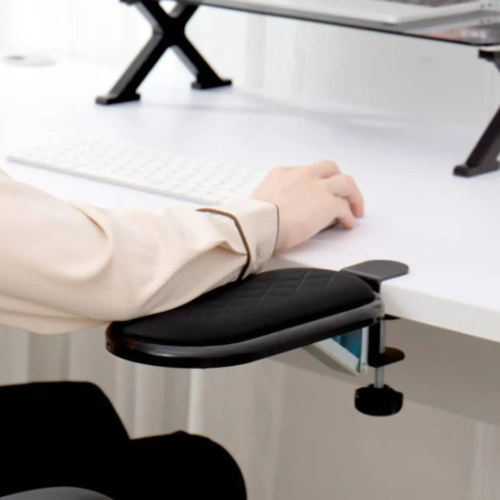 

Folding Wrist Support Ergonomic Desk Mounted Arm Rest Mouse Wrist Pad Sponge Padding Clamp on Arm Rest Left- and Right-Handed