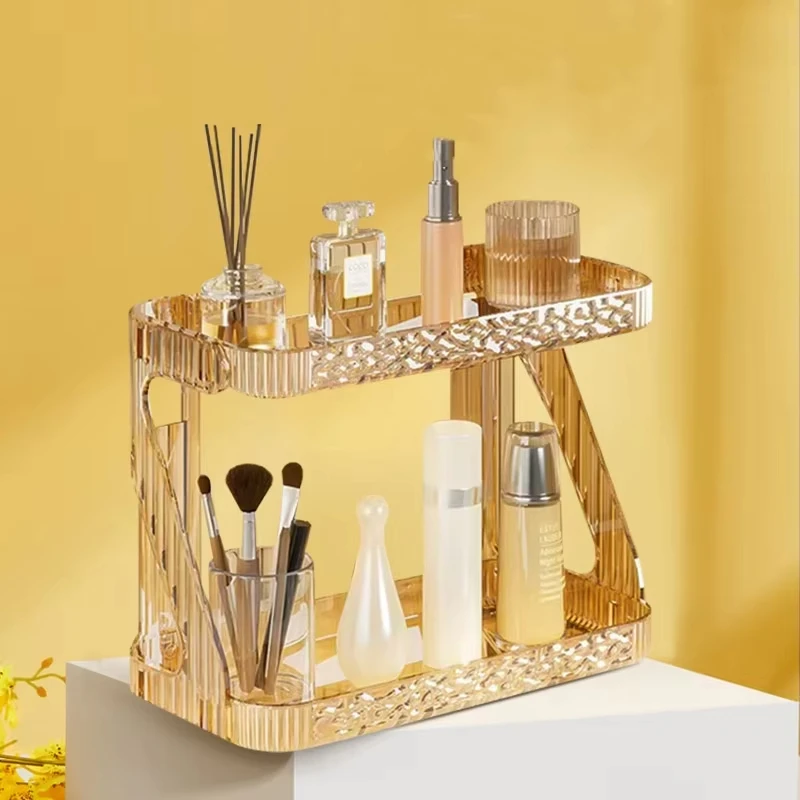 

Bathroom Double Layer Cosmetics Storage Rack Toilet Hangable Cosmetic Storage Shelf Washstand Desktop Skincare Storage Organizer