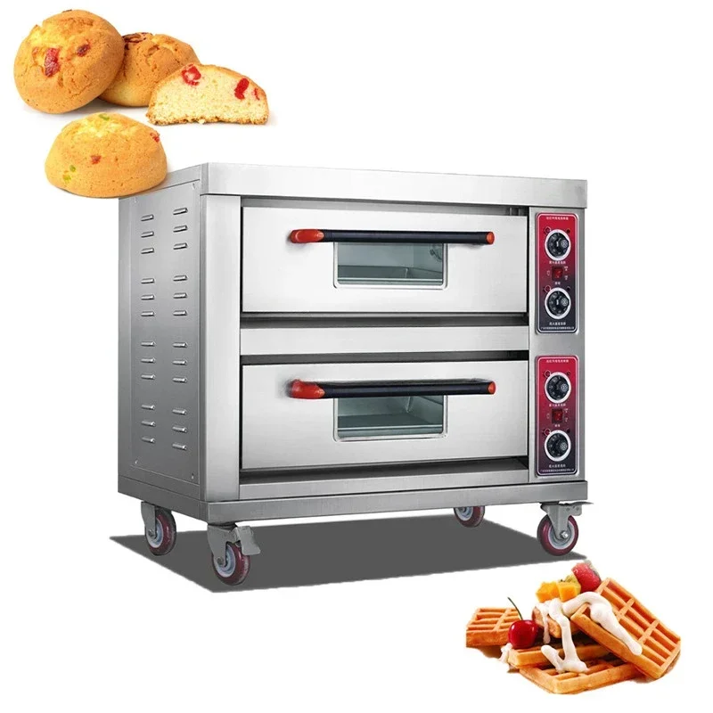 2 Trays Combi  Electric Baking Oven Thermometer 4 Layers  Brick Pizza Air Fryer Bread Toaster Ovens Bakery Home