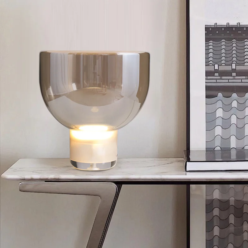 الشمال استدارة الزجاج الشفاف LED الطيف الكامل الجدول مصباح غرفة المعيشة الحديثة غرفة نوم مطعم المطبخ القراءة مكتب الخفيفة #1