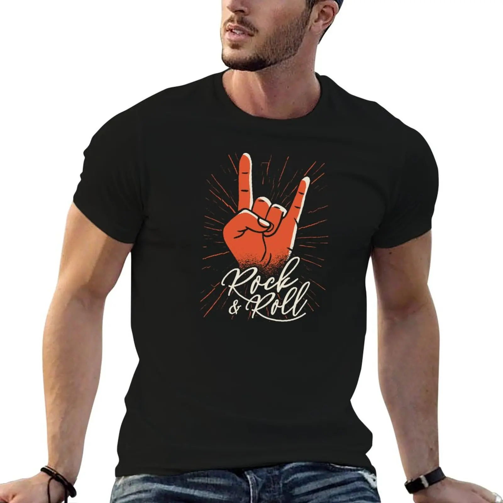 Rock & Roll T-Shirt Comfortable Basic Crew Neck Tee