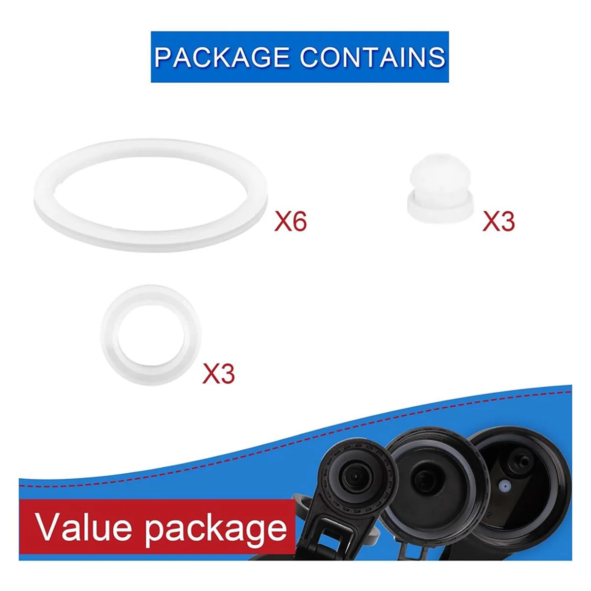 ABKM 12pcs Water Bottle Gasket Replacement for DRINCO 14/18/22/32/40/64oz, Silicone Straw Lid Vent Hole Gaskets Spout Gasket