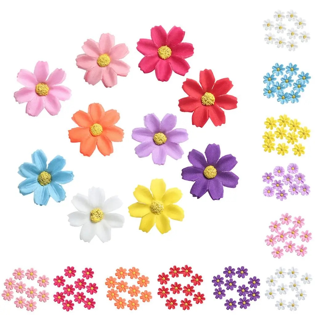 Acessório De Cabelo Flores Artificiais, Broche DIY Decor, 50Pcs Set