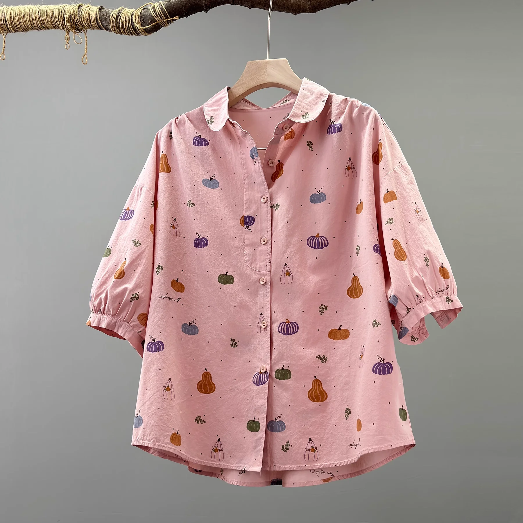 

2025 Japan style harajuku fashion white pink cartoon print shirts and blouses for women cottton loose kawaii shirts