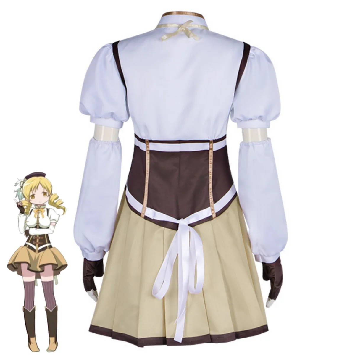 Anime Puella Magi Madoka Magica Tomoe Mami Cosplay Kostuum Madoka ☆ Magica Combat Uniform Pruik Vrouw Mooi Kawaii Kerstpak