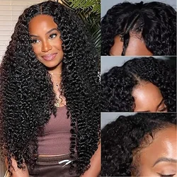 Kinky Curly V Part Wig Human Hair 250% Glueless V U Part Human Hair Wigs for Women Brazilian Remy Deep Wave Wig 30 32 34 Inch
