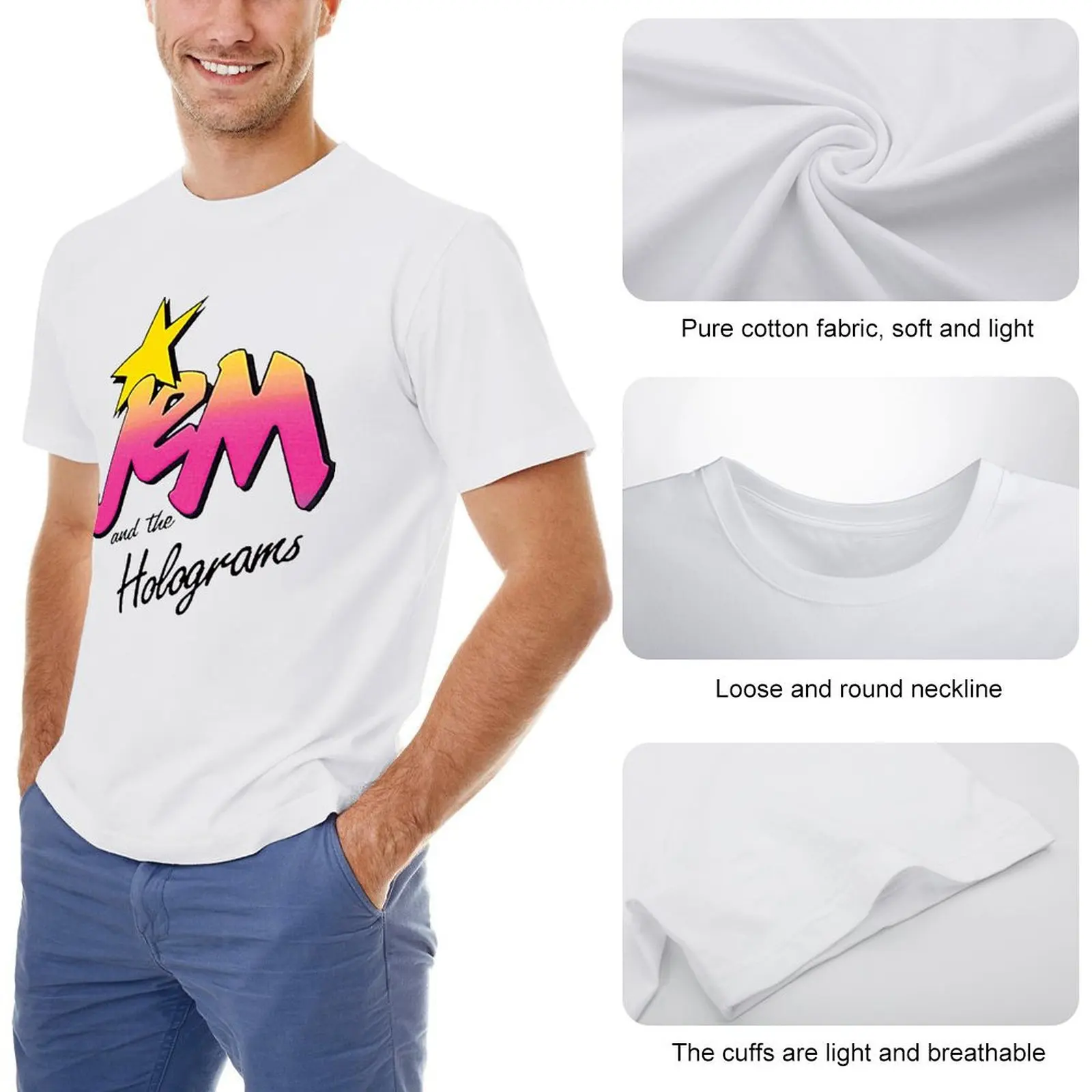 T-shirt Classique à Col Rond avec LOGO JEM ET LES LOGRAMS de Salle de Bain, Tee-shirts de Mouvement, Humoristique Unique, Graphique de Voyage, Taille Eur