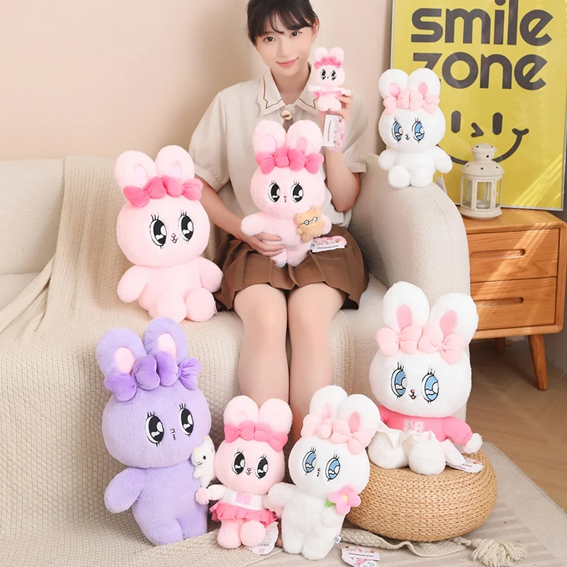 Kawaii Cartoon High Quality Rabbit Plush Doll Pendant Pillow Pink Purple White Big Eyes Rabbit Plush Toy For Girls Birthday Gift