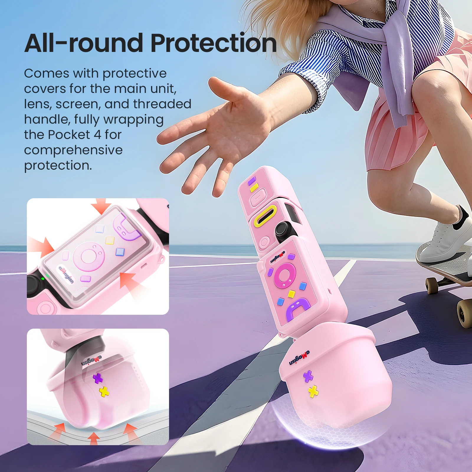 aMagisn Cute Silicone Case for DJI Osmo Pocket 4 Full Protection & Creative Design Protective Case for DJI Pocket4 Accessories