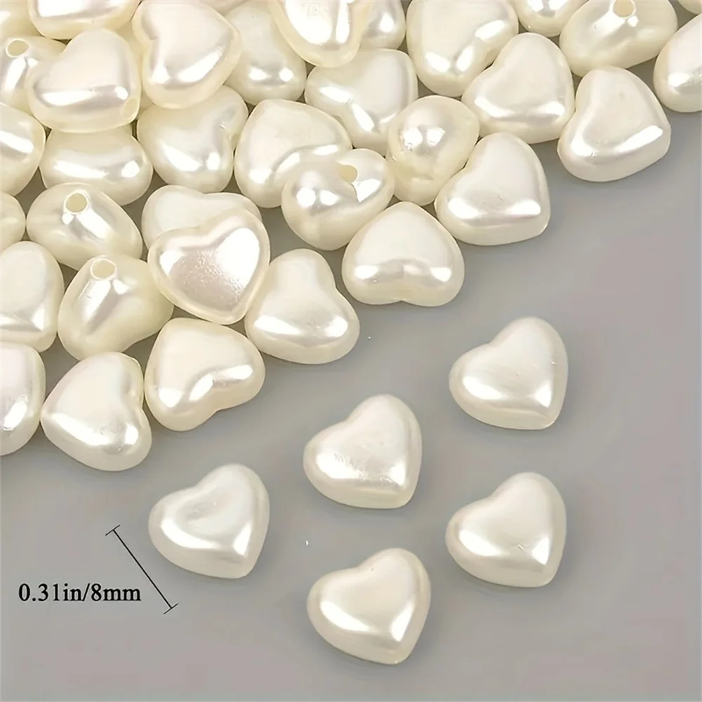 8mm 50pcs White Acrylic Heart-Shaped Beads Can Be Made into Bracelets, Necklaces, Rings, and DIY Items image 3