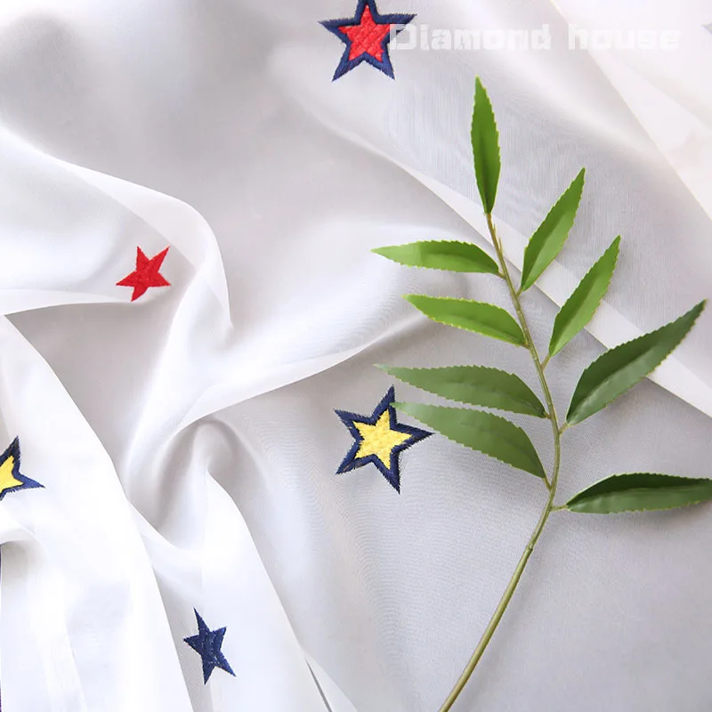Starry Baby's Breath Embroidery Children's British Style Modern Simple Curtains for Living Dining Room Bedroom Custom Size Decor