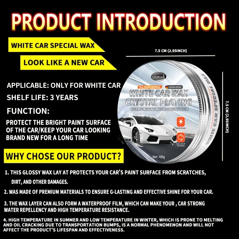 White Car Wax Polishes Wax, Removes Dirt, Waterproofing, Maintaining Wax Paint Protection, Car Paint Coating