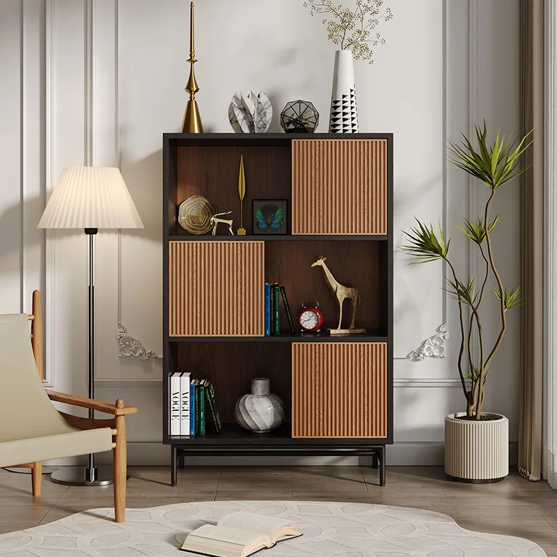 Medieval bookcase, locker integrated against the wall, locker floor-to-ceiling summer vacation designer with the same teak carvi