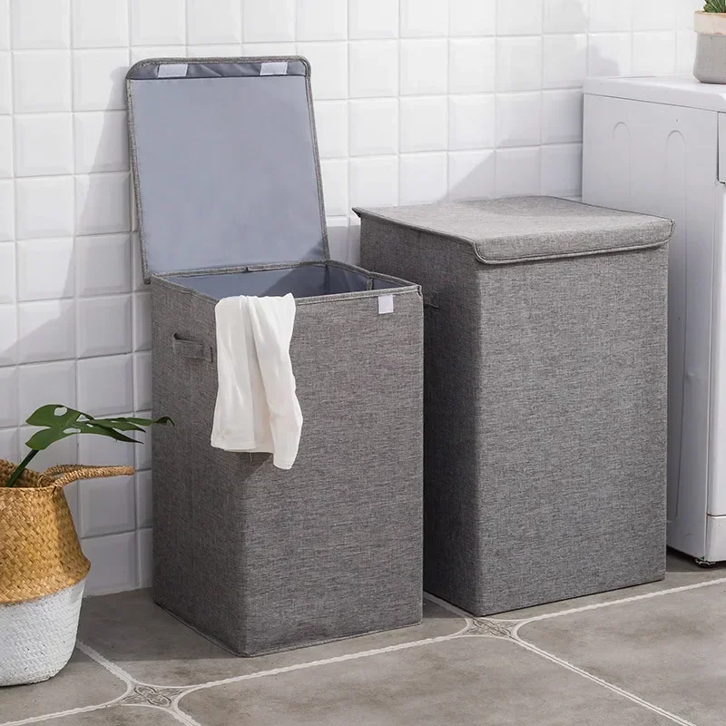

Cotton Linen Dirty Clothes Storage Bucket Washable Cover Multi-functional Clothing Storage Box Large Storage Box