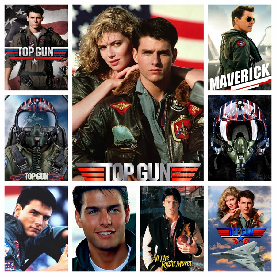 Klassischer Film Top Gun Tom Kreuzfahrt 5d DIY Diamant Malerei Voll bohrer Runde Diamant Stickerei Mosaik Kreuz stich Wohnkultur